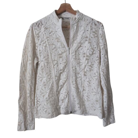 Sno Skins Floral Print Textured Full Zip Jacket Womens Size Medium Daisy Crochet - Picture 1 of 9